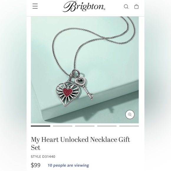 Brighton~My Heart Unlocked Necklace Sterling Silver Added Amulet Pendant 18” - Picture 12 of 12